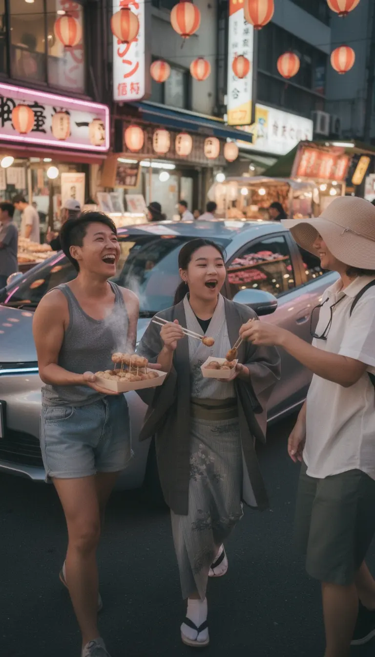 観光名所を訪れるレンタカーの旅